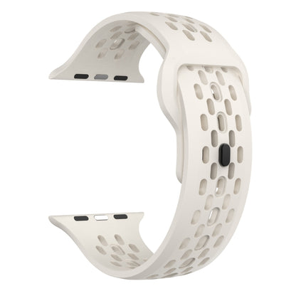 For Apple Watch SE 44mm Oval Holes Fluororubber Watch Band(Starlight) by bashfashion