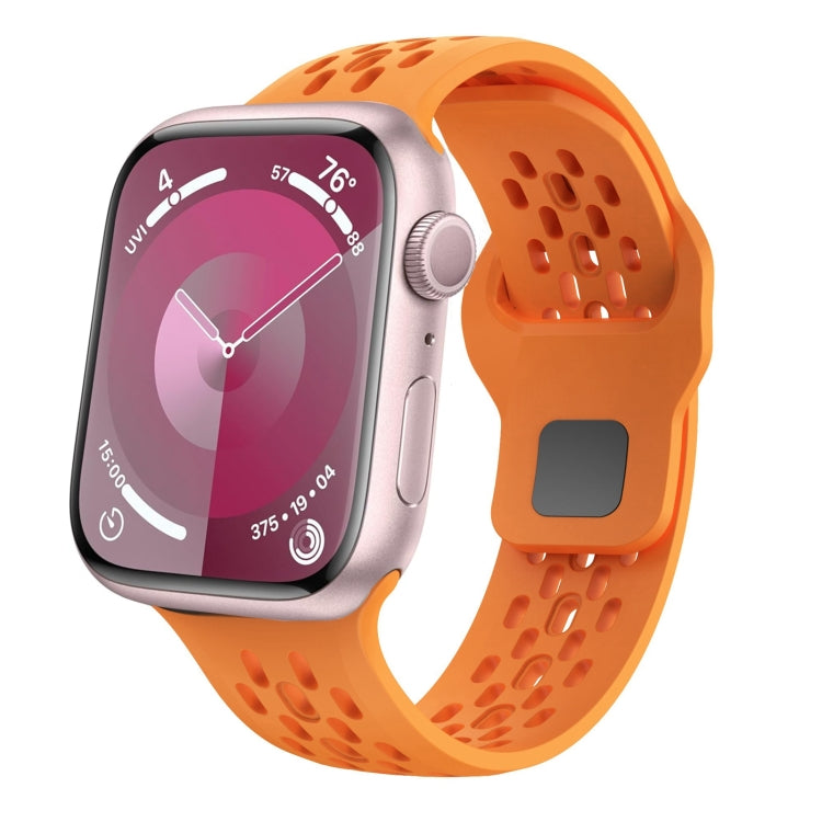 For Apple Watch Series 6 44mm Oval Holes Fluororubber Watch Band(Orange) by bashfashion
