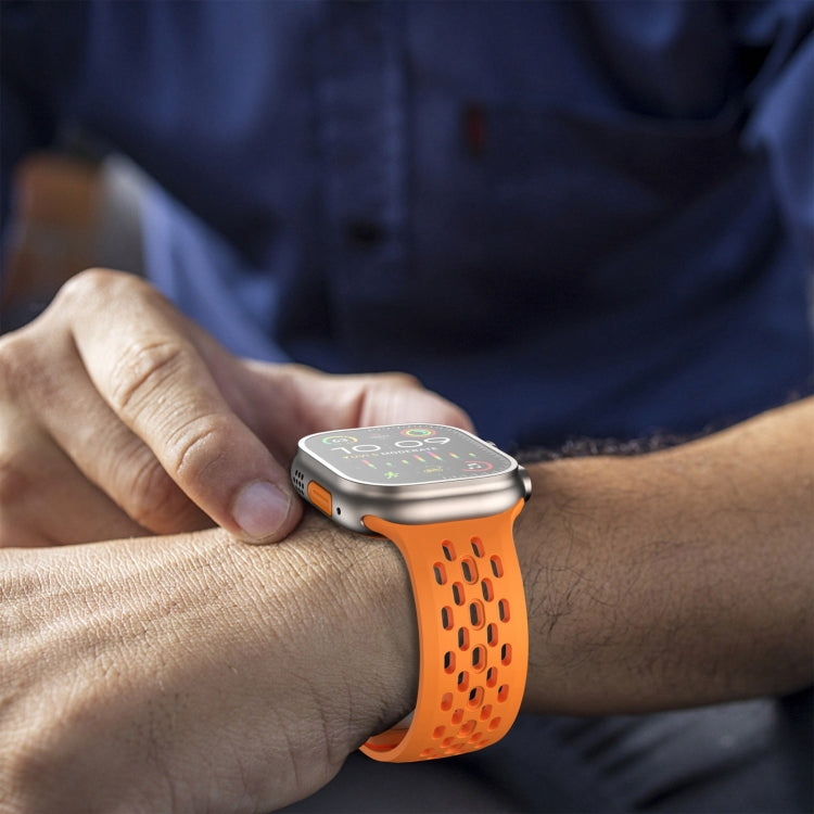 For Apple Watch Series 6 44mm Oval Holes Fluororubber Watch Band(Orange) by bashfashion