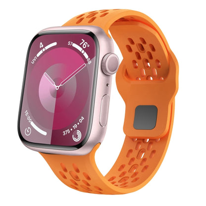 For Apple Watch Series 3 42mm Oval Holes Fluororubber Watch Band(Orange) by bashfashion