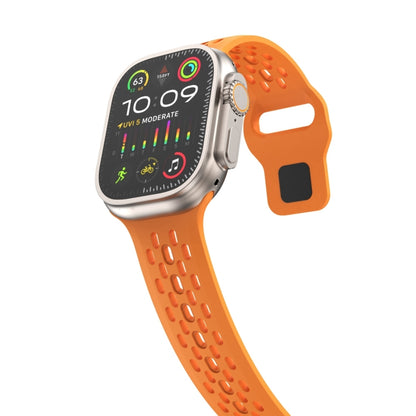 For Apple Watch Series 3 42mm Oval Holes Fluororubber Watch Band(Orange) by bashfashion
