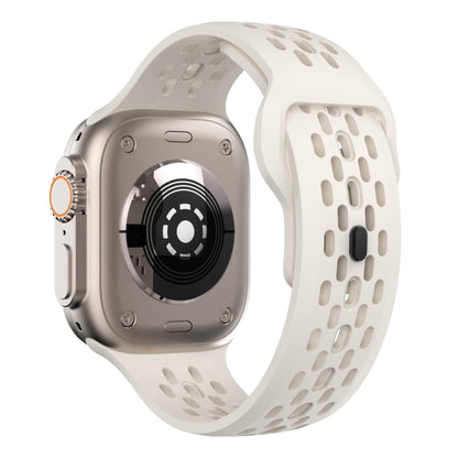 For Apple Watch Series 3 42mm Oval Holes Fluororubber Watch Band(Starlight) by bashfashion