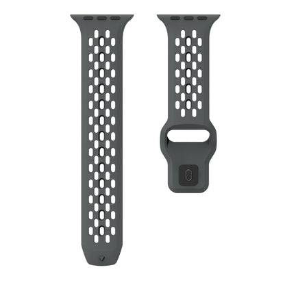 For Apple Watch Series 2 42mm Oval Holes Fluororubber Watch Band(Dark Grey) by bashfashion