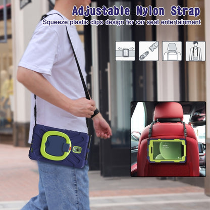 For Samsung Galaxy Tab Active5 X300 Silicone Hybrid PC Tablet Case with Holder & Shoulder Strap(Navy Blue Olivine) by bashfashion
