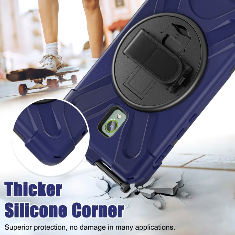 For Samsung Galaxy Tab Active5 X300 Rotary Grip Silicone Hybrid PC Tablet Case with Shoulder Strap(Navy Blue) by bashfashion