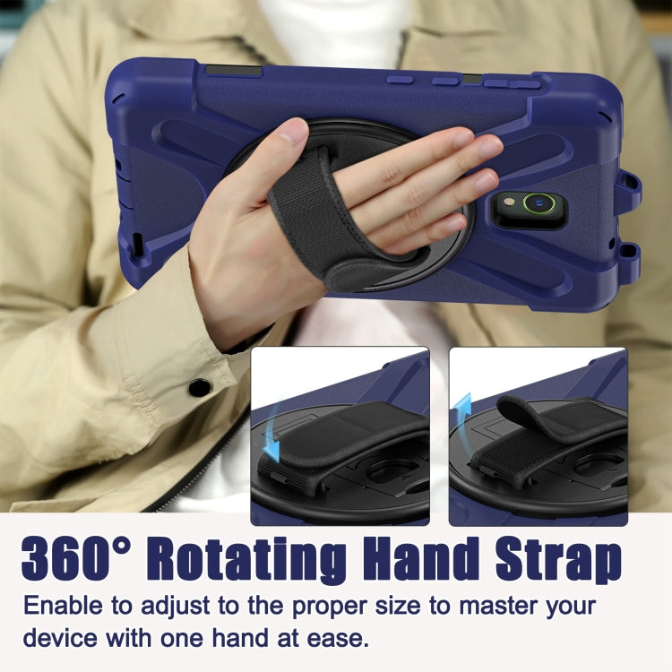 For Samsung Galaxy Tab Active5 X300 Rotary Grip Silicone Hybrid PC Tablet Case with Shoulder Strap(Navy Blue) by bashfashion