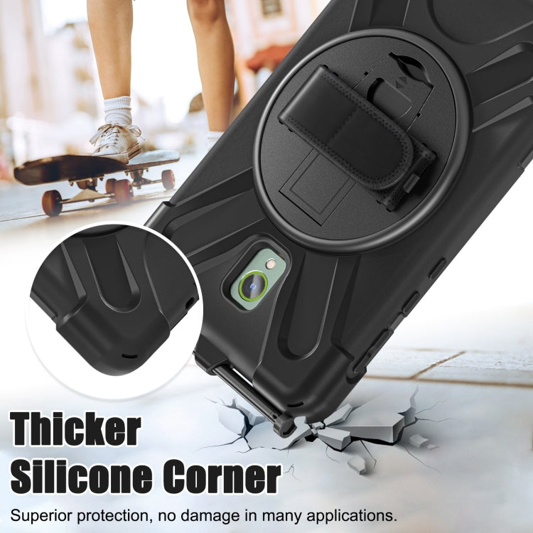 For Samsung Galaxy Tab Active5 X300 Rotary Grip Silicone Hybrid PC Tablet Case with Shoulder Strap(Black) by bashfashion