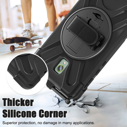 For Samsung Galaxy Tab Active5 X300 Rotary Grip Silicone Hybrid PC Tablet Case with Shoulder Strap(Black) by bashfashion