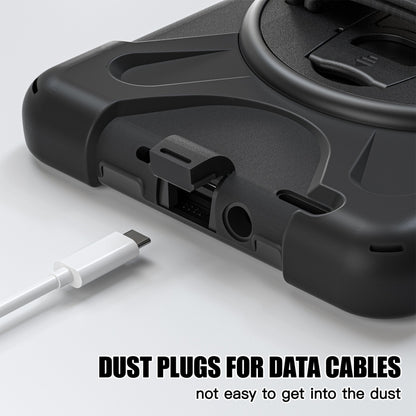 For Samsung Galaxy Tab Active5 X300 Rotary Grip Silicone Hybrid PC Tablet Case with Shoulder Strap(Black) by bashfashion