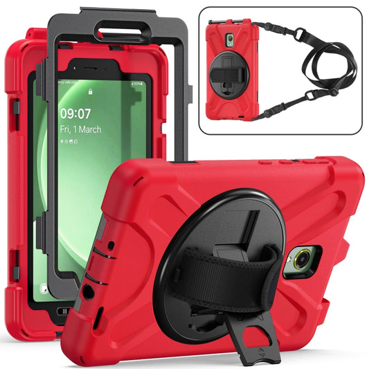 For Samsung Galaxy Tab Active5 X300 Rotary Grip Silicone Hybrid PC Tablet Case with Shoulder Strap(Red) by bashfashion