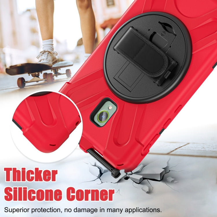 For Samsung Galaxy Tab Active5 X300 Rotary Grip Silicone Hybrid PC Tablet Case with Shoulder Strap(Red) by bashfashion