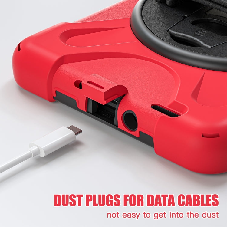 For Samsung Galaxy Tab Active5 X300 Rotary Grip Silicone Hybrid PC Tablet Case with Shoulder Strap(Red) by bashfashion