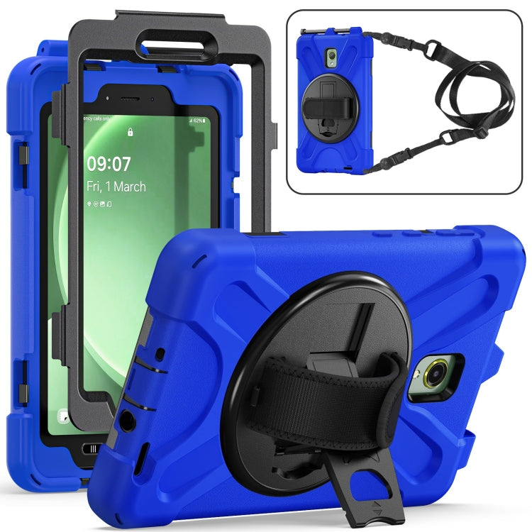 For Samsung Galaxy Tab Active5 X300 Rotary Grip Silicone Hybrid PC Tablet Case with Shoulder Strap(Blue) by bashfashion