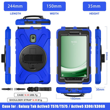For Samsung Galaxy Tab Active5 X300 Rotary Grip Silicone Hybrid PC Tablet Case with Shoulder Strap(Blue) by bashfashion