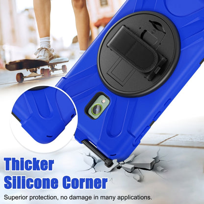 For Samsung Galaxy Tab Active5 X300 Rotary Grip Silicone Hybrid PC Tablet Case with Shoulder Strap(Blue) by bashfashion