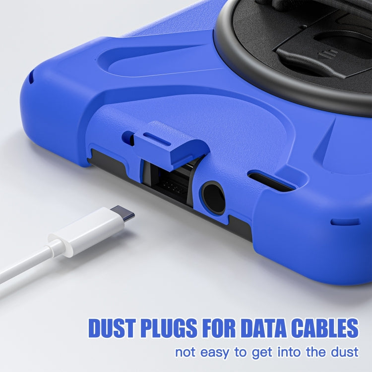 For Samsung Galaxy Tab Active5 X300 Rotary Grip Silicone Hybrid PC Tablet Case with Shoulder Strap(Blue) by bashfashion