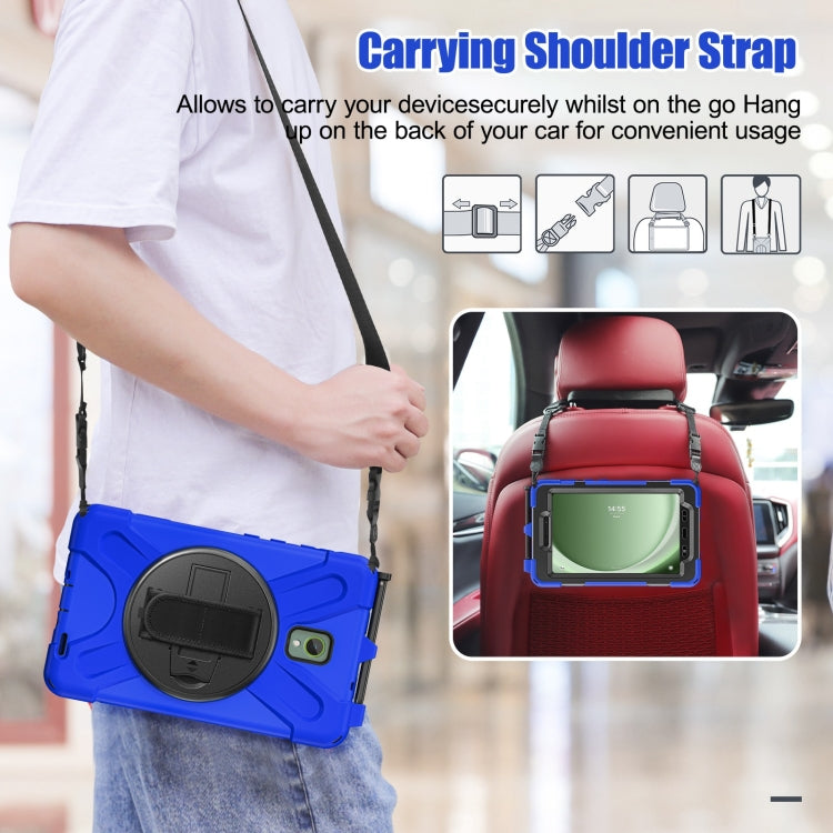 For Samsung Galaxy Tab Active5 X300 Rotary Grip Silicone Hybrid PC Tablet Case with Shoulder Strap(Blue) by bashfashion