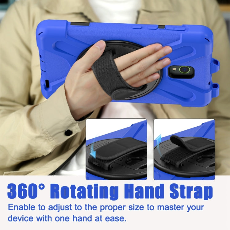 For Samsung Galaxy Tab Active5 X300 Rotary Grip Silicone Hybrid PC Tablet Case with Shoulder Strap(Blue) by bashfashion