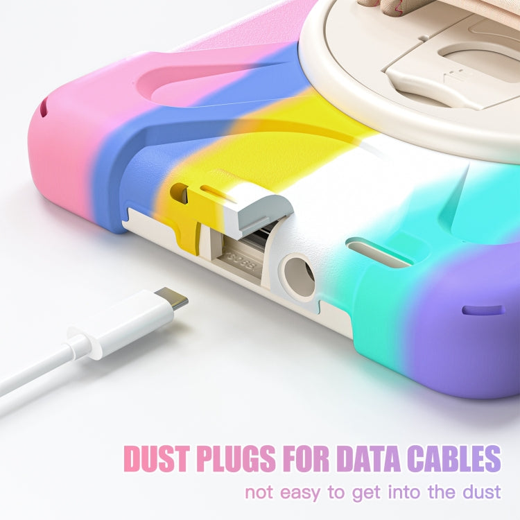 For Samsung Galaxy Tab Active5 X300 Rotary Grip Silicone Hybrid PC Tablet Case with Shoulder Strap(Colorful Pink) by bashfashion