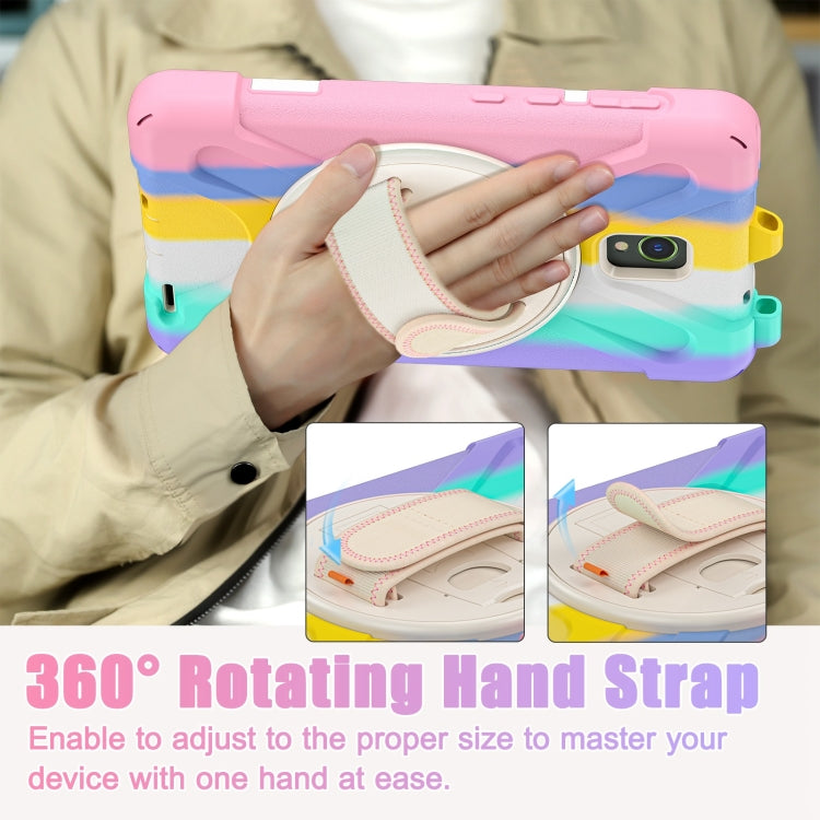 For Samsung Galaxy Tab Active5 X300 Rotary Grip Silicone Hybrid PC Tablet Case with Shoulder Strap(Colorful Pink) by bashfashion