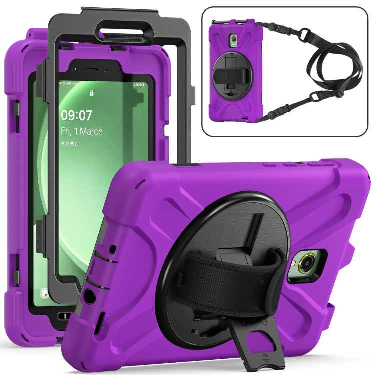 For Samsung Galaxy Tab Active5 X300 Rotary Grip Silicone Hybrid PC Tablet Case with Shoulder Strap(Purple) by bashfashion