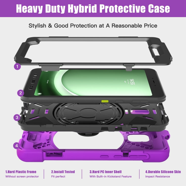 For Samsung Galaxy Tab Active5 X300 Rotary Grip Silicone Hybrid PC Tablet Case with Shoulder Strap(Purple) by bashfashion