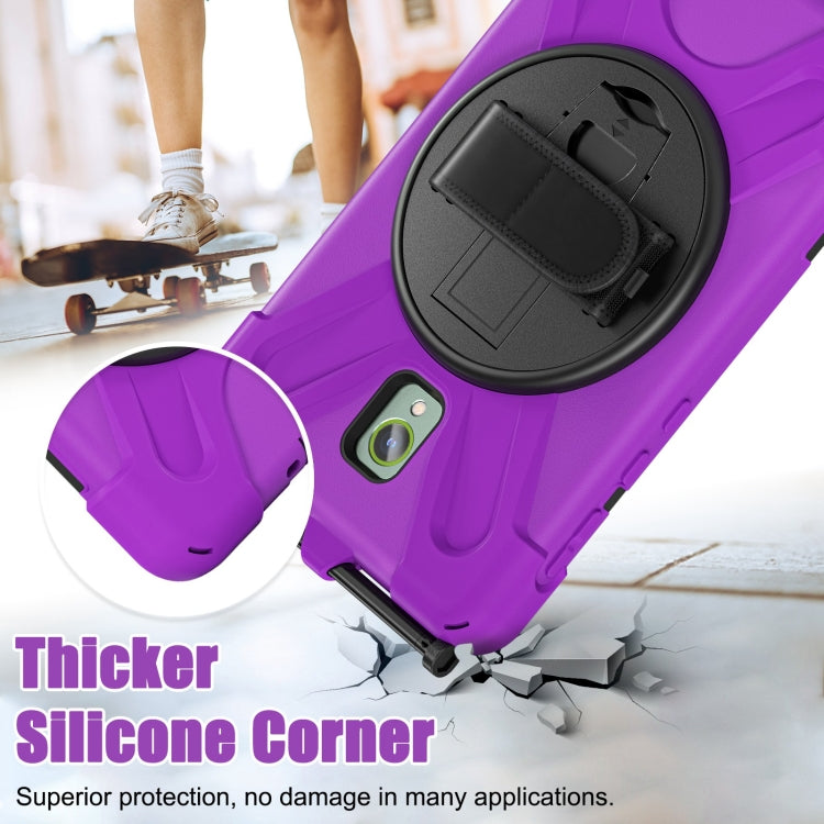 For Samsung Galaxy Tab Active5 X300 Rotary Grip Silicone Hybrid PC Tablet Case with Shoulder Strap(Purple) by bashfashion