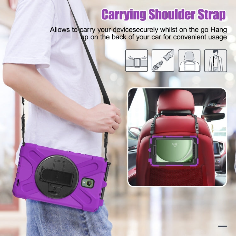 For Samsung Galaxy Tab Active5 X300 Rotary Grip Silicone Hybrid PC Tablet Case with Shoulder Strap(Purple) by bashfashion