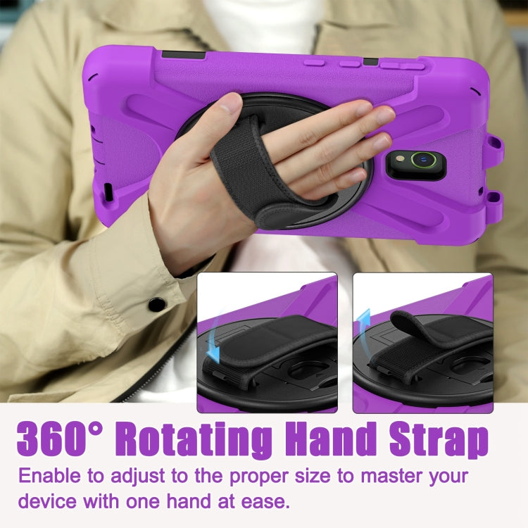 For Samsung Galaxy Tab Active5 X300 Rotary Grip Silicone Hybrid PC Tablet Case with Shoulder Strap(Purple) by bashfashion