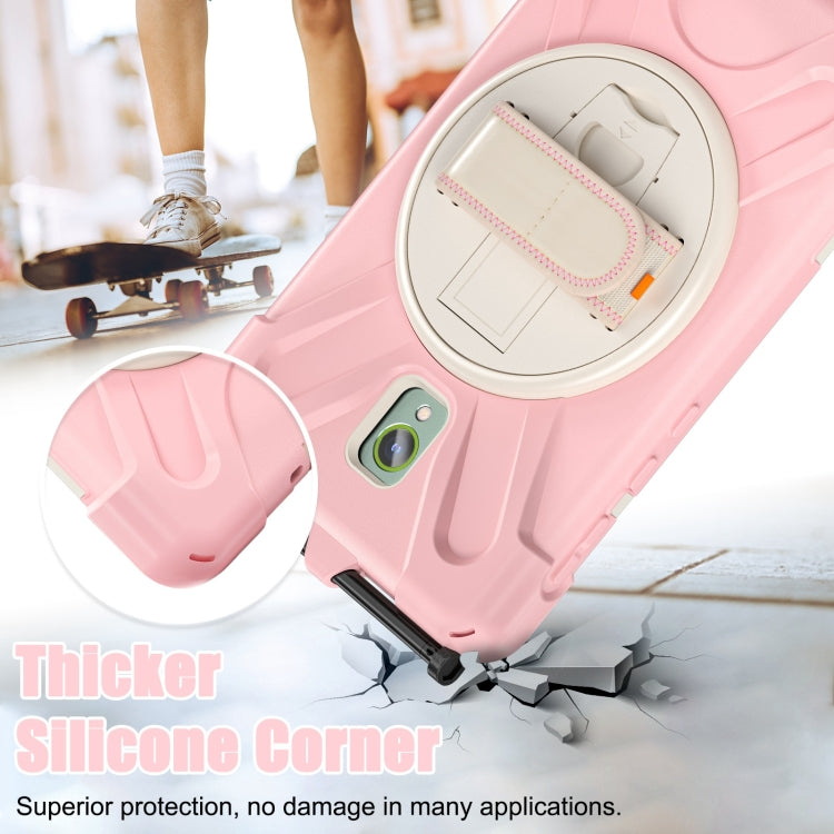 For Samsung Galaxy Tab Active5 X300 Rotary Grip Silicone Hybrid PC Tablet Case with Shoulder Strap(Pink) by bashfashion