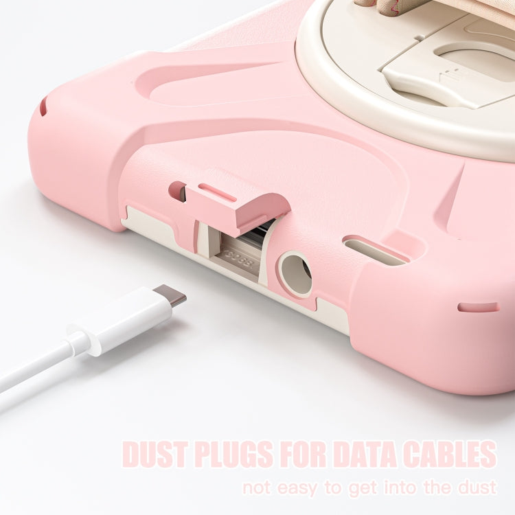 For Samsung Galaxy Tab Active5 X300 Rotary Grip Silicone Hybrid PC Tablet Case with Shoulder Strap(Pink) by bashfashion