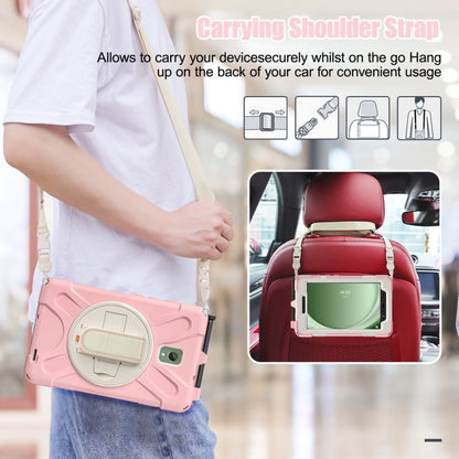 For Samsung Galaxy Tab Active5 X300 Rotary Grip Silicone Hybrid PC Tablet Case with Shoulder Strap(Pink) by bashfashion
