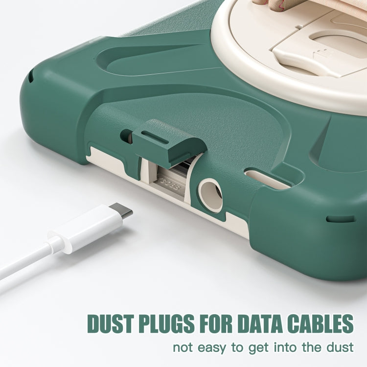 For Samsung Galaxy Tab Active5 X300 Rotary Grip Silicone Hybrid PC Tablet Case with Shoulder Strap(Emerald Green) by bashfashion