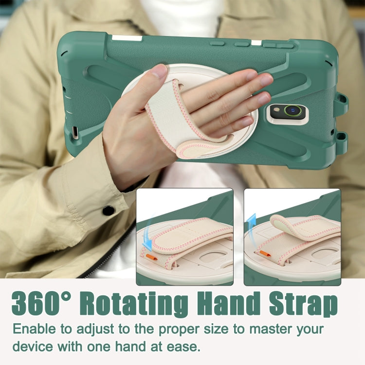 For Samsung Galaxy Tab Active5 X300 Rotary Grip Silicone Hybrid PC Tablet Case with Shoulder Strap(Emerald Green) by bashfashion