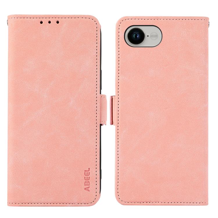 For iPhone 16e ABEEL Frosted Magnetic RFID Leather Phone Case(Pink) by bashfashion