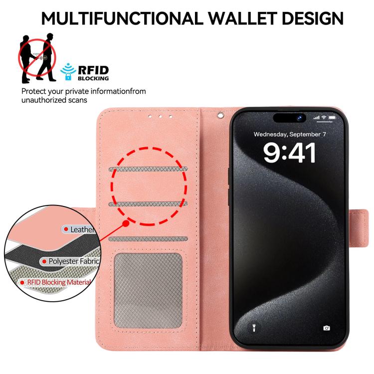 For iPhone 16e ABEEL Frosted Magnetic RFID Leather Phone Case(Pink) by bashfashion