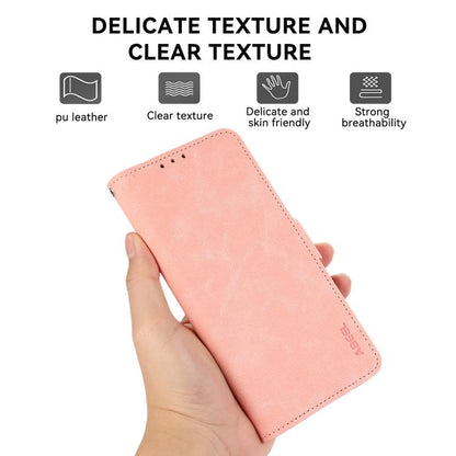 For iPhone 16e ABEEL Frosted Magnetic RFID Leather Phone Case(Pink) by bashfashion