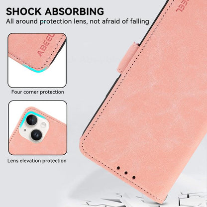 For iPhone 16e ABEEL Frosted Magnetic RFID Leather Phone Case(Pink) by bashfashion