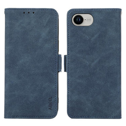 For iPhone 16e ABEEL Frosted Magnetic RFID Leather Phone Case(Blue) by bashfashion