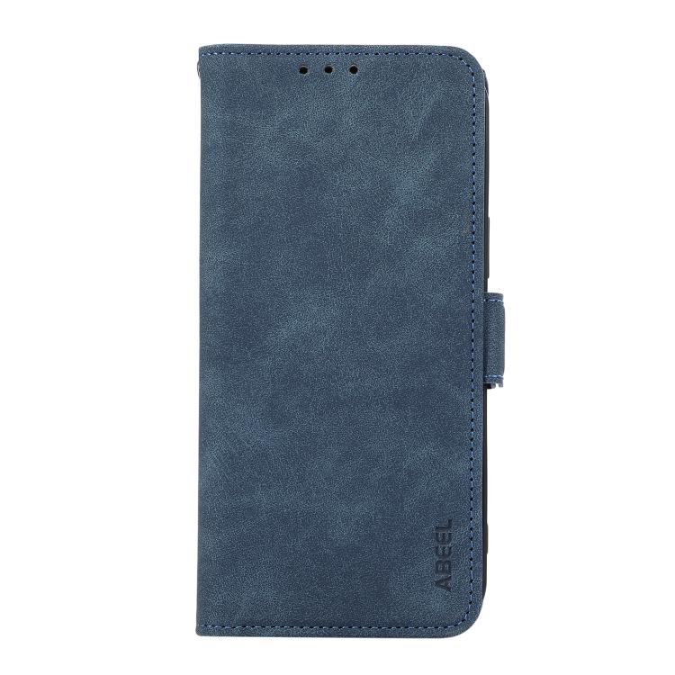 For iPhone 16e ABEEL Frosted Magnetic RFID Leather Phone Case(Blue) by bashfashion