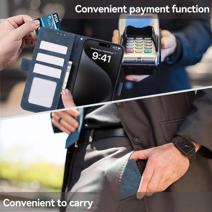 For iPhone 16e ABEEL Frosted Magnetic RFID Leather Phone Case(Blue) by bashfashion