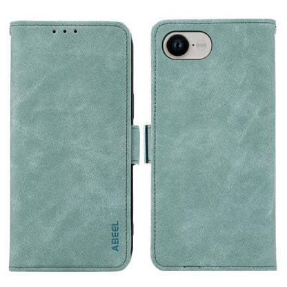 For iPhone 16e ABEEL Frosted Magnetic RFID Leather Phone Case(Cyan) by bashfashion