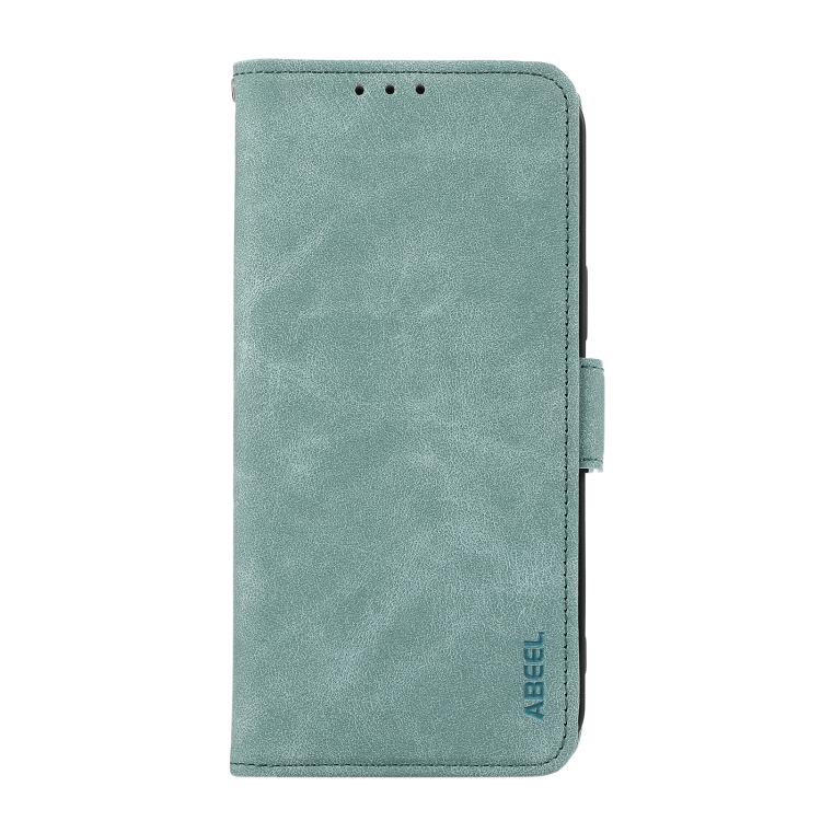 For iPhone 16e ABEEL Frosted Magnetic RFID Leather Phone Case(Cyan) by bashfashion