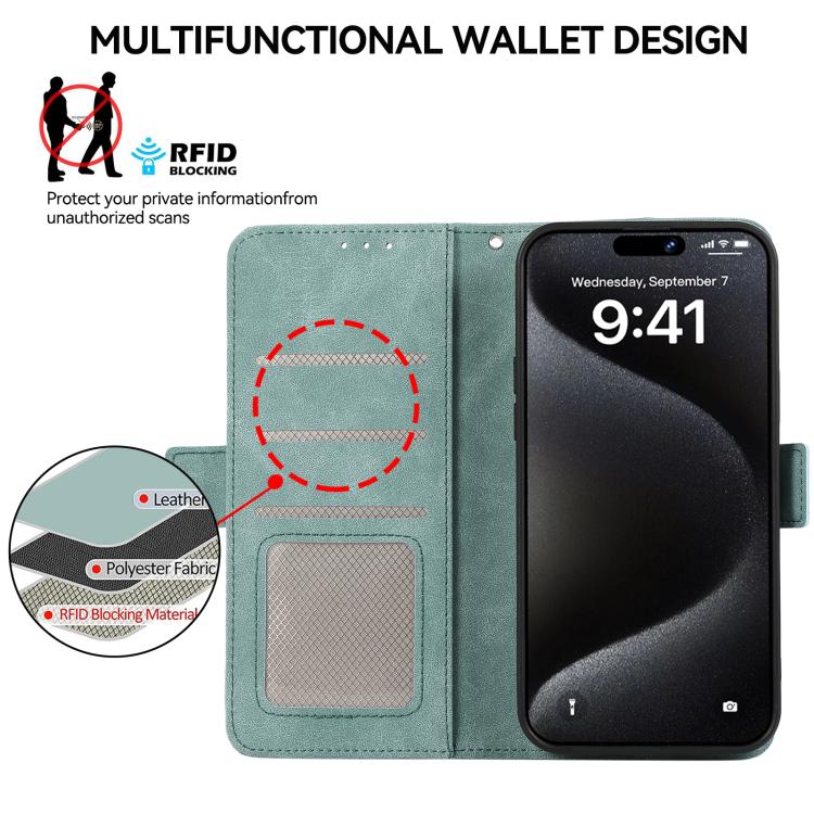 For iPhone 16e ABEEL Frosted Magnetic RFID Leather Phone Case(Cyan) by bashfashion
