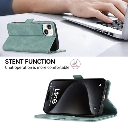 For iPhone 16e ABEEL Frosted Magnetic RFID Leather Phone Case(Cyan) by bashfashion