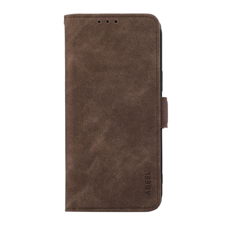 For iPhone 16e ABEEL Frosted Magnetic RFID Leather Phone Case(Brown) by bashfashion