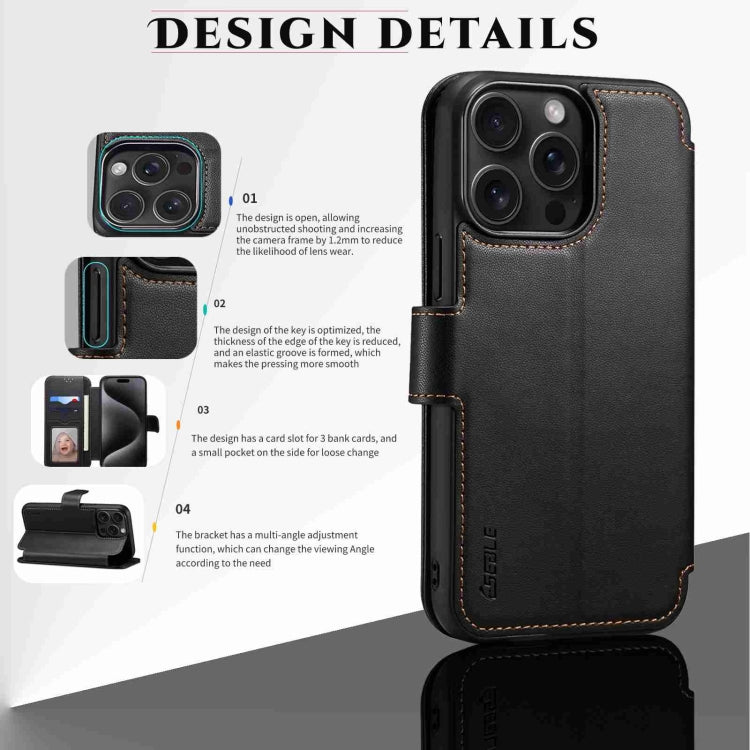 For iPhone 14 / 13 ESEBLE E1 Nappa Texture MagSafe Holder Leather Phone Case(Black) by ESEBLE