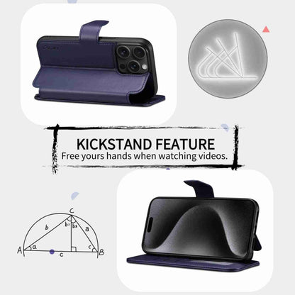 For iPhone 15 Plus / 14 Plus ESEBLE E1 Nappa Texture MagSafe Holder Leather Phone Case(Dark Blue) by ESEBLE