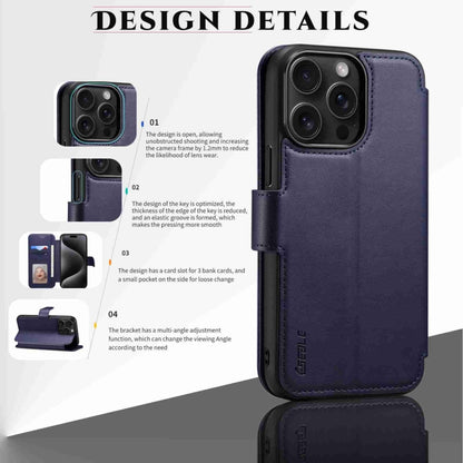 For iPhone 14 Pro ESEBLE E1 Nappa Texture MagSafe Holder Leather Phone Case(Dark Blue) by ESEBLE