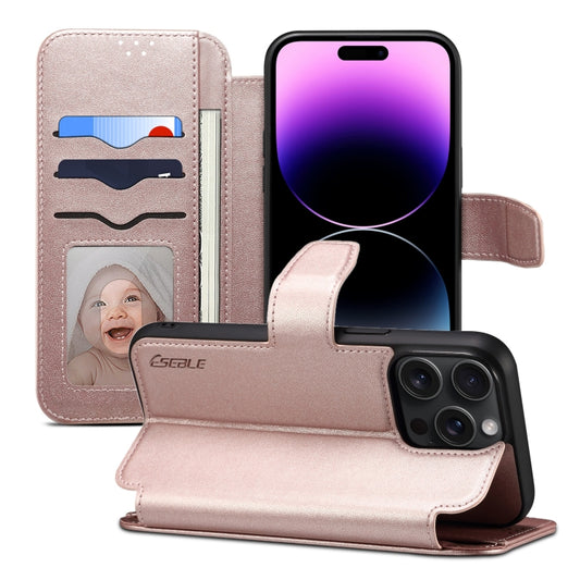For iPhone 14 Pro ESEBLE E1 Nappa Texture MagSafe Holder Leather Phone Case(Rose Gold) by ESEBLE